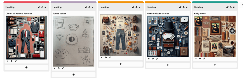ejemplo de Knolling de los estudiantes de cine